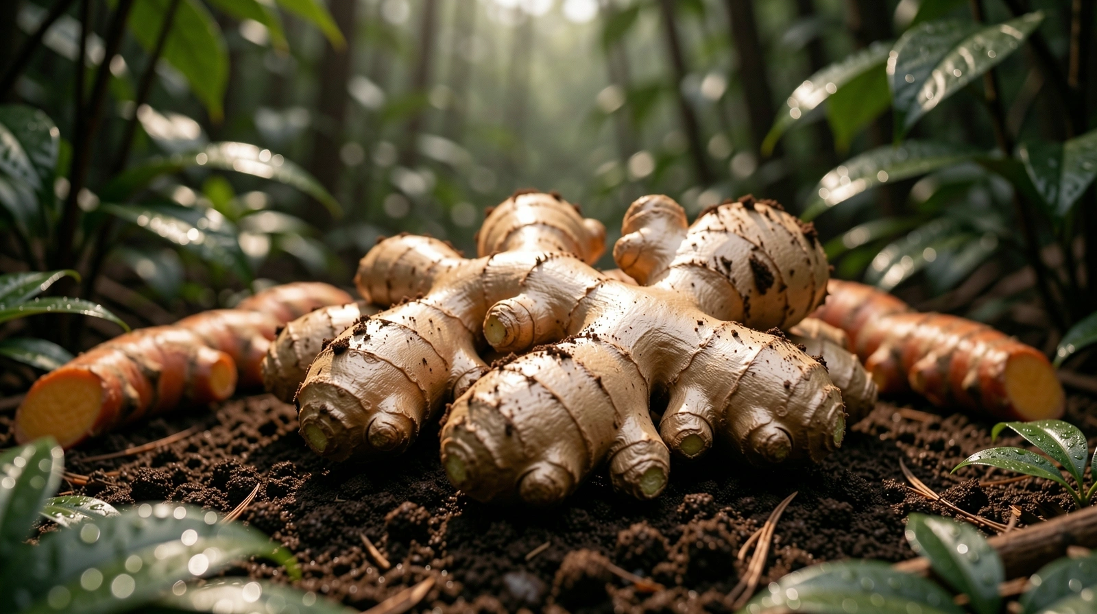 Indonesian ginger plantation at dawn